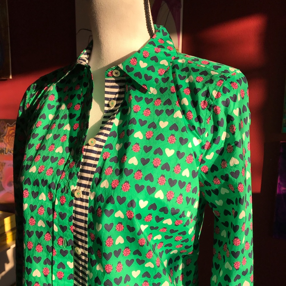 Talbots hearts &ladybug blouse